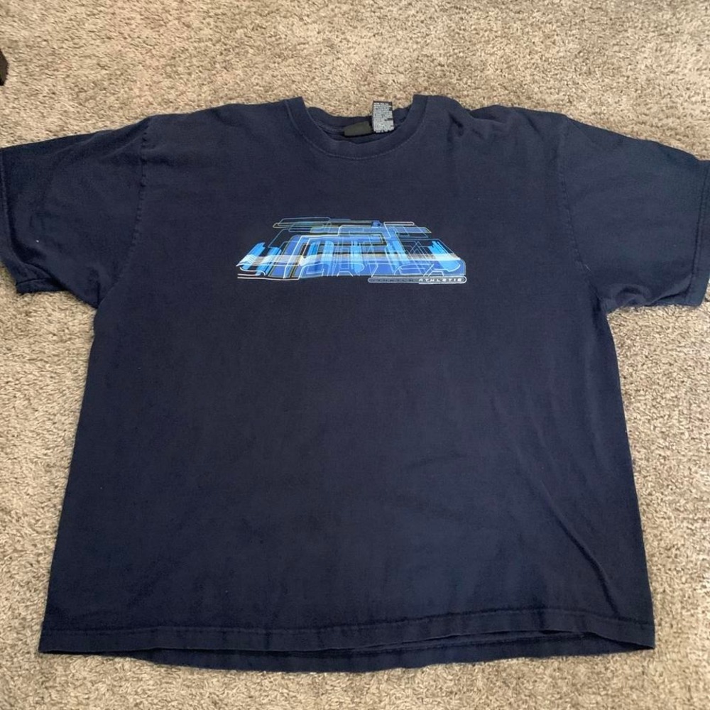 Starter Classic Vintage 90s Navy Blue Retro Digital Graphic T-Shirt Mens 3XL
